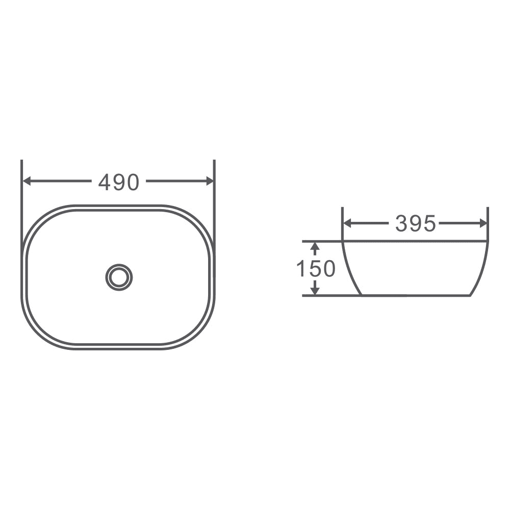 Chur 43 Counter-top Round-edged Square Basin - Matt Black