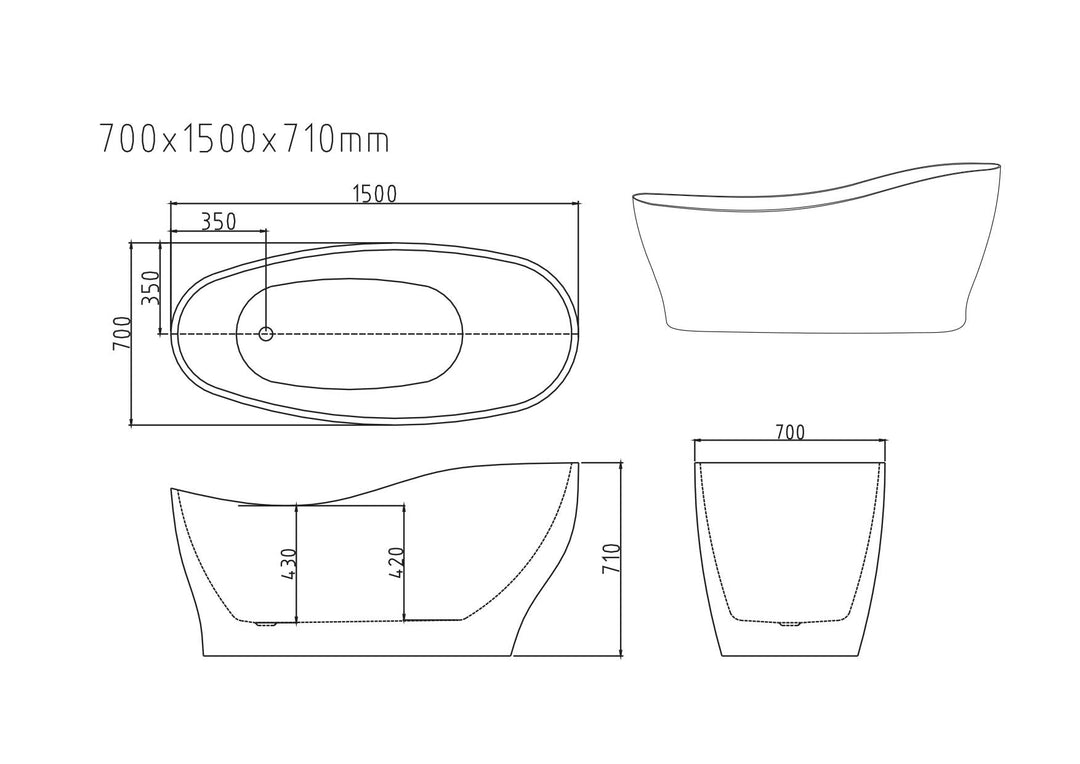 Clara Freestanding Bathtub - Gloss White