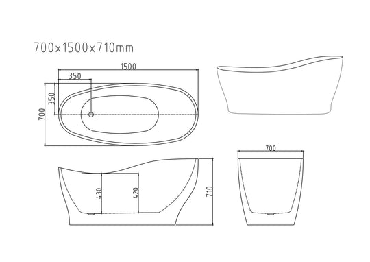 Clara Freestanding Bathtub - Gloss White