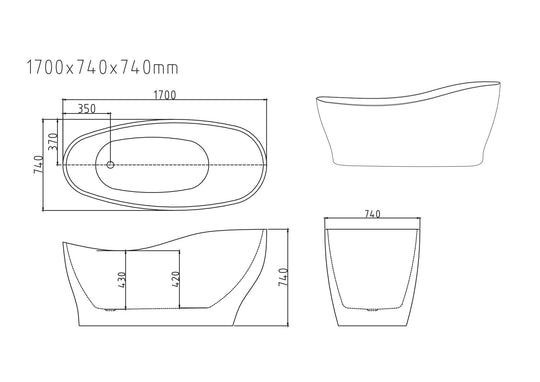 Clara Freestanding Bathtub - Gloss White