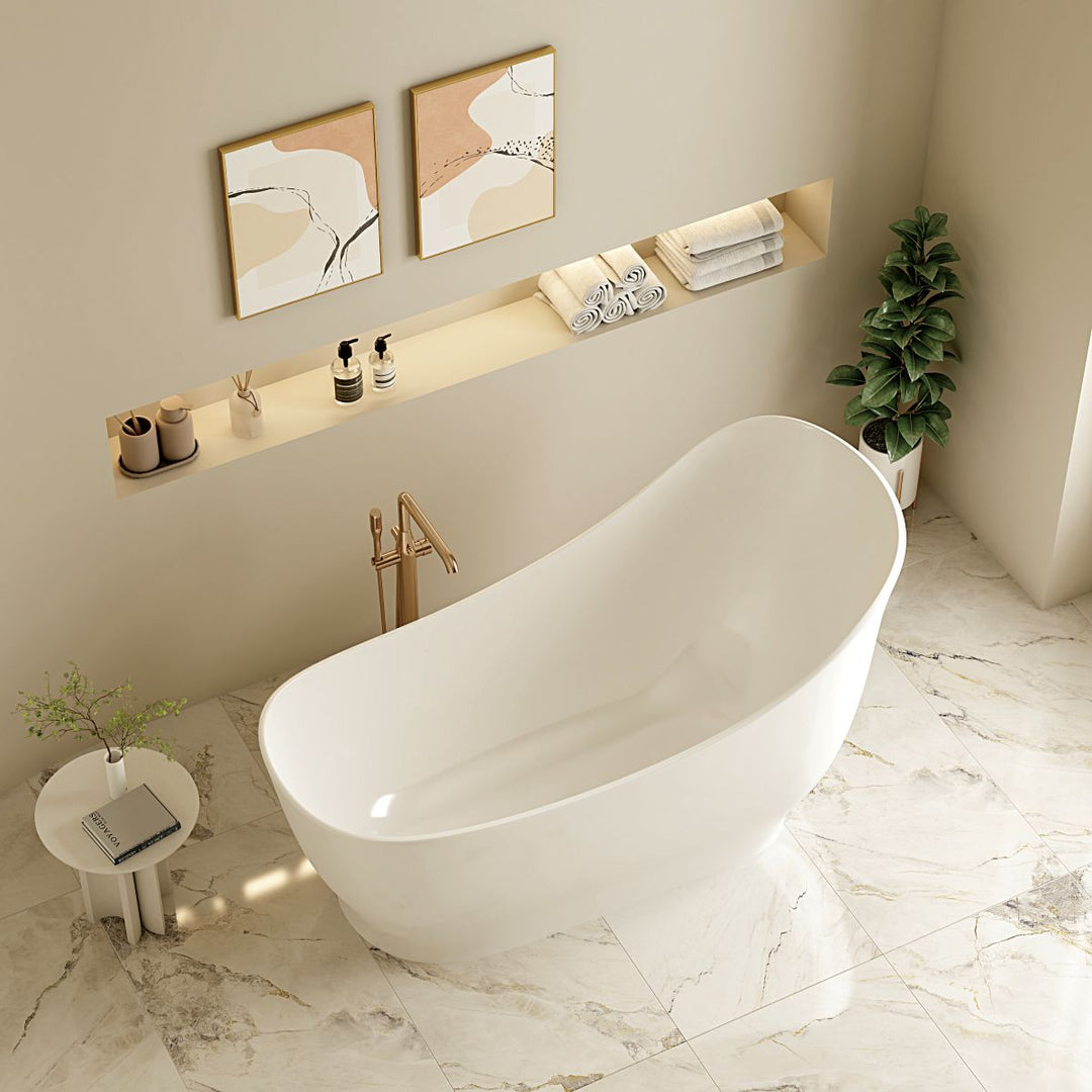 Baignoire autoportante design Clara en blanc brillant