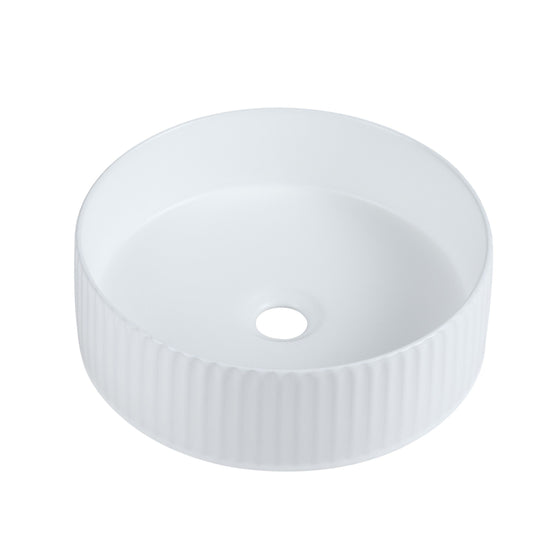 Cora 36 Counter-Top Fluted Round Basin- Matt White