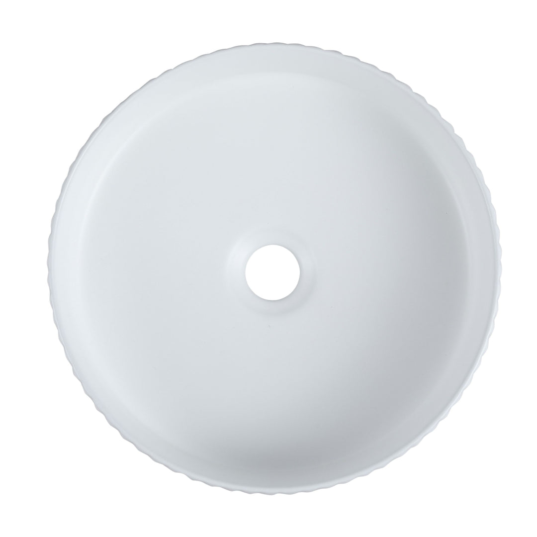 Cora 36 Counter-Top Fluted Round Basin- Matt White