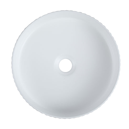 Cora 36 Counter-Top Fluted Round Basin- Matt White