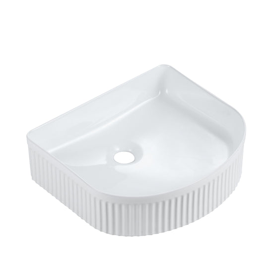 Cora 40 Counter-Top Fluted Arch Basin - Gloss White