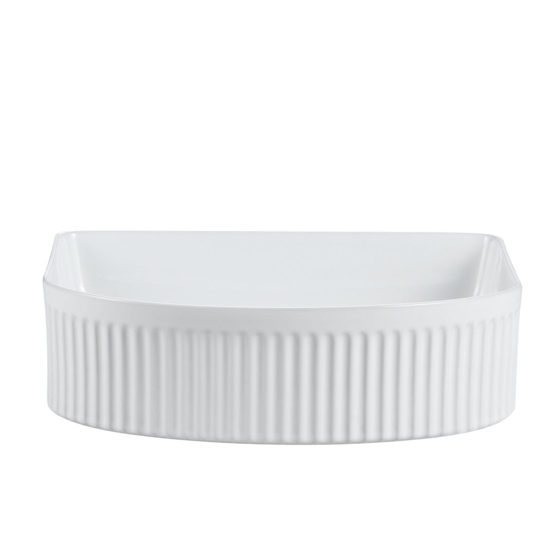 Cora 40 Counter-Top Fluted Arch Basin - Gloss White