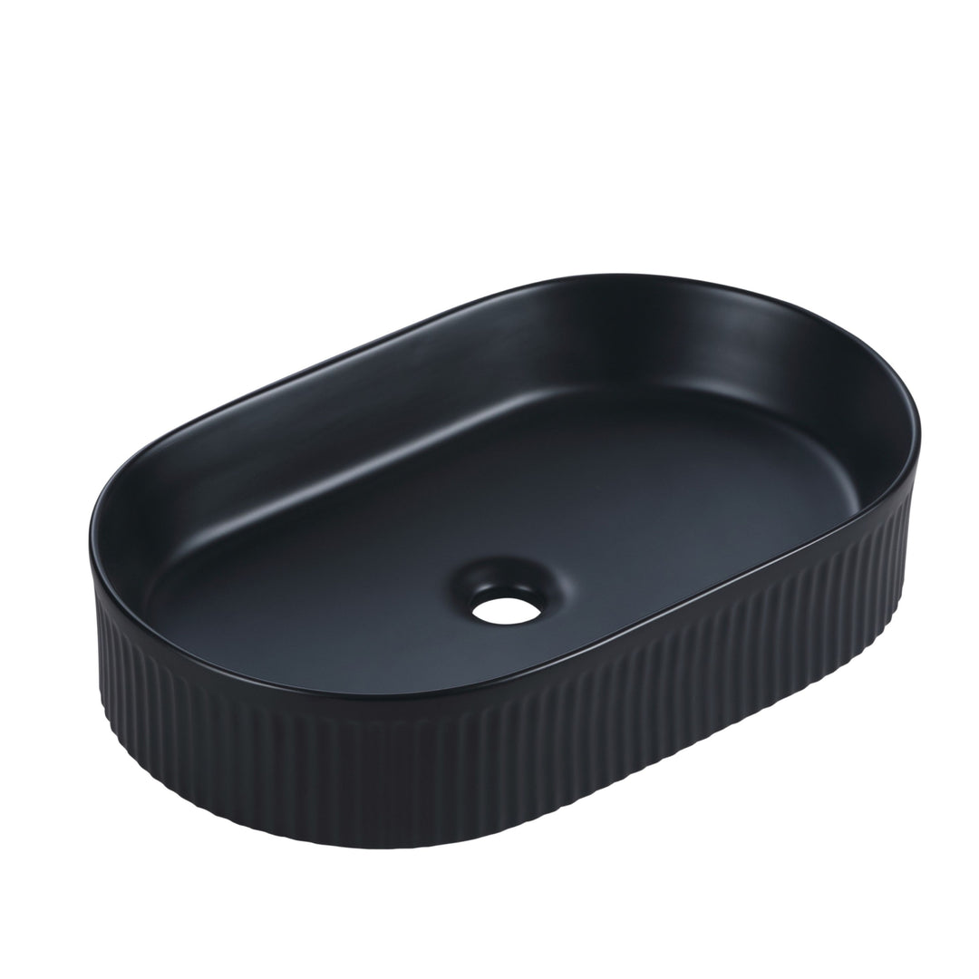 Cora 58 Counter-Top Fluted Oval Basin - Matt Black