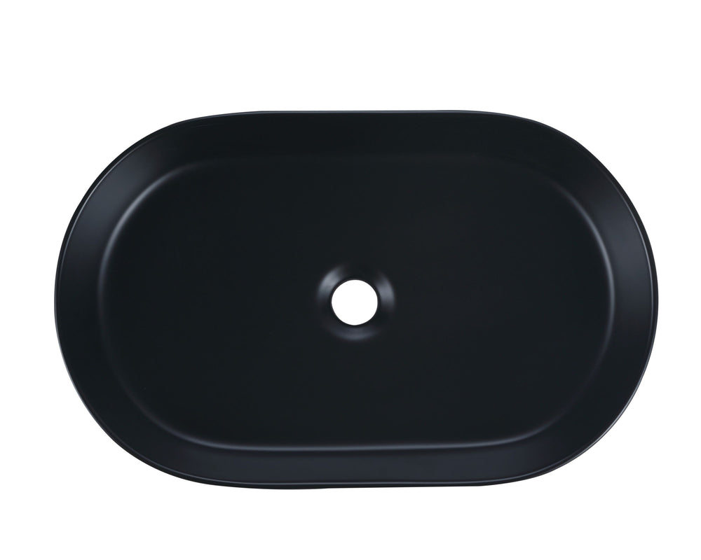 Cora 58 Counter-Top Fluted Oval Basin - Matt Black