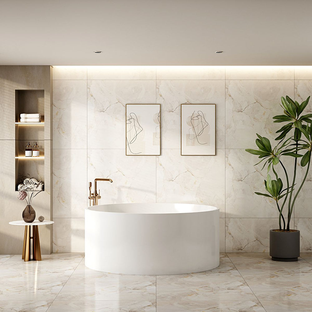 Cole Freestanding Acrylic Bathtub - Gloss White