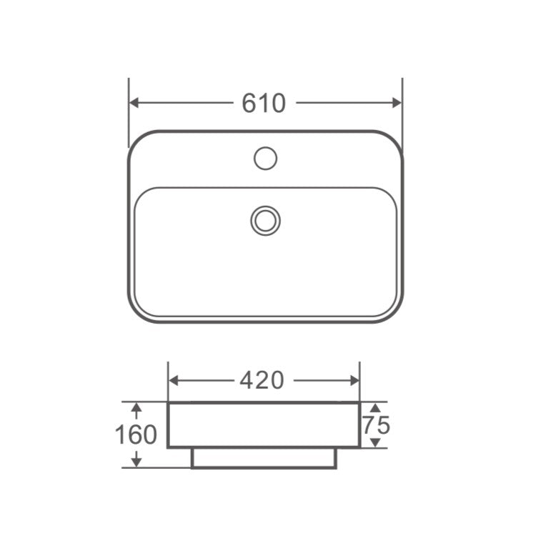 Cosy 61M Insert/Counter-Top Rectangular Basin