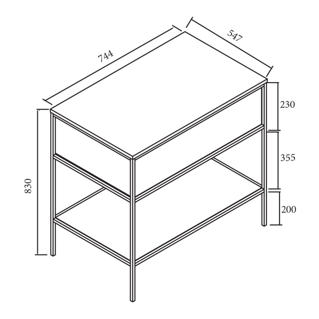 DI 750mm Vanity Cabinet for Countertop Basin - Nero Matt