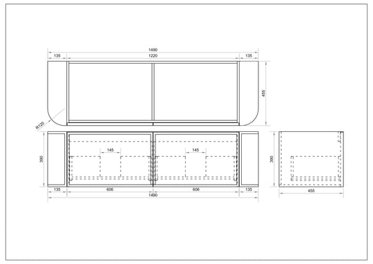 Elva 1500mm Wall-Hung Cabinet - Natural Oak