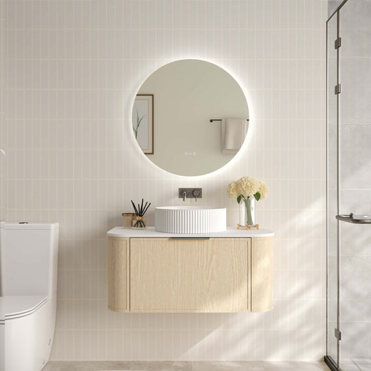 Elva 900mm Wall-Hung Cabinet - Natural Oak