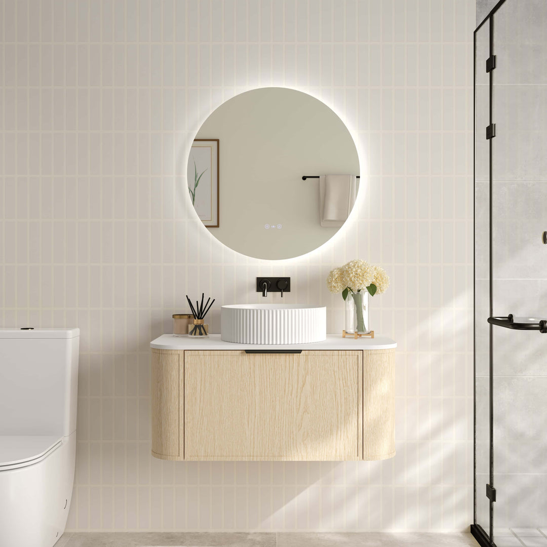 Elva 900mm Wall-Hung Cabinet - Natural Oak