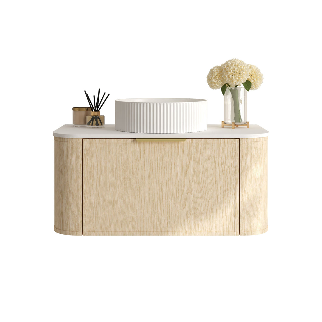 Elva 900mm Wall-Hung Cabinet - Natural Oak