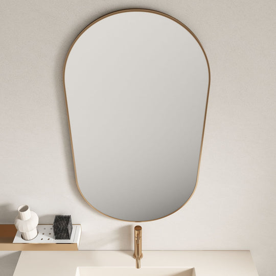 Aluminum Framed 500mm Oval Mirror – Brushed Gold