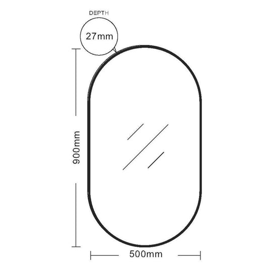 Miroir ovale avec cadre en aluminium 500 mm