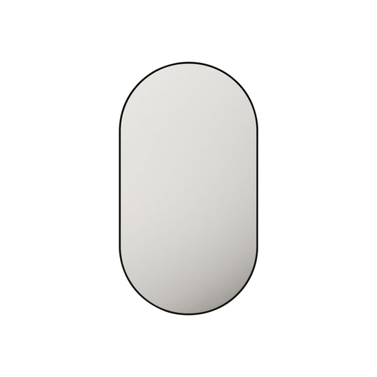 Aluminum Framed 500mm Oval Mirror – Matt Black