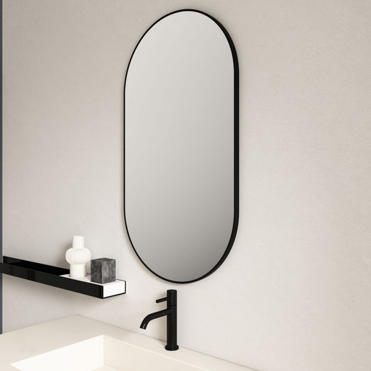 Miroir ovale avec cadre en aluminium 500 mm