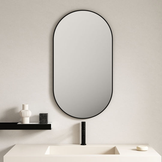 Miroir ovale avec cadre en aluminium 500 mm