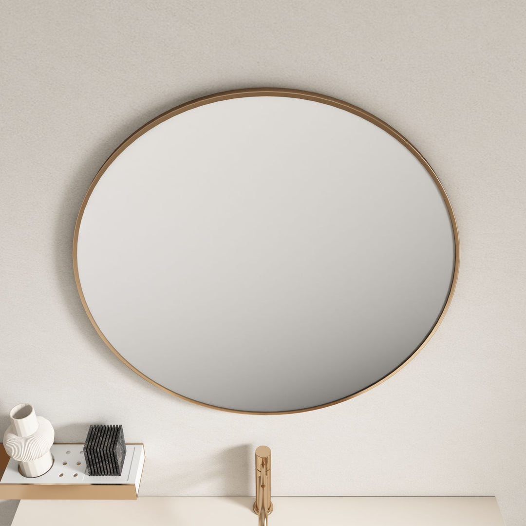 Aluminum Framed 900mm Round Mirror - Brushed Gold