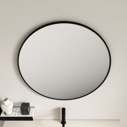 Aluminum Framed 900mm Round Mirror - Matt Black