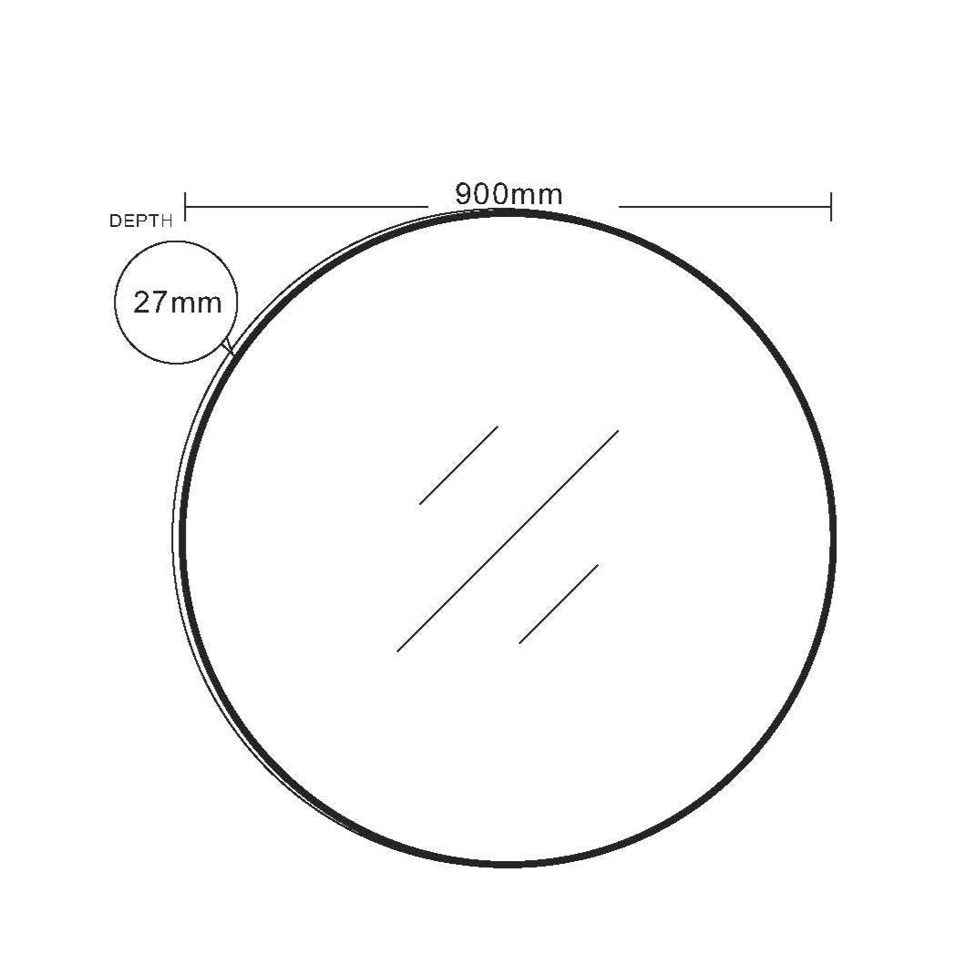 Miroir rond avec cadre en aluminium