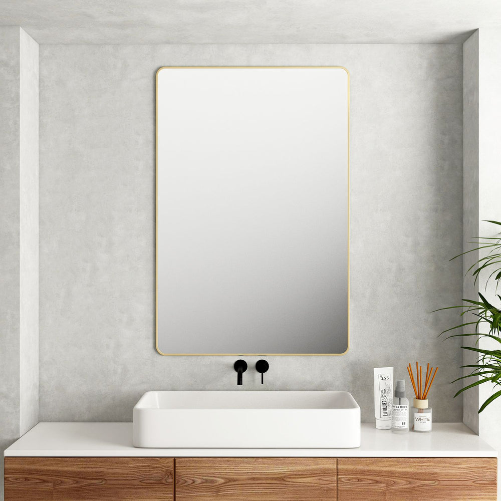 Aluminum Framed 1200mm Rectangular Mirror - Brushed Gold