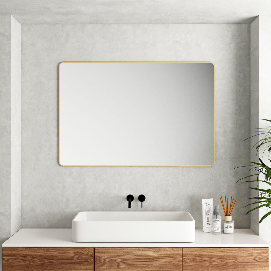 Aluminum Framed 1200mm Rectangular Mirror - Brushed Gold