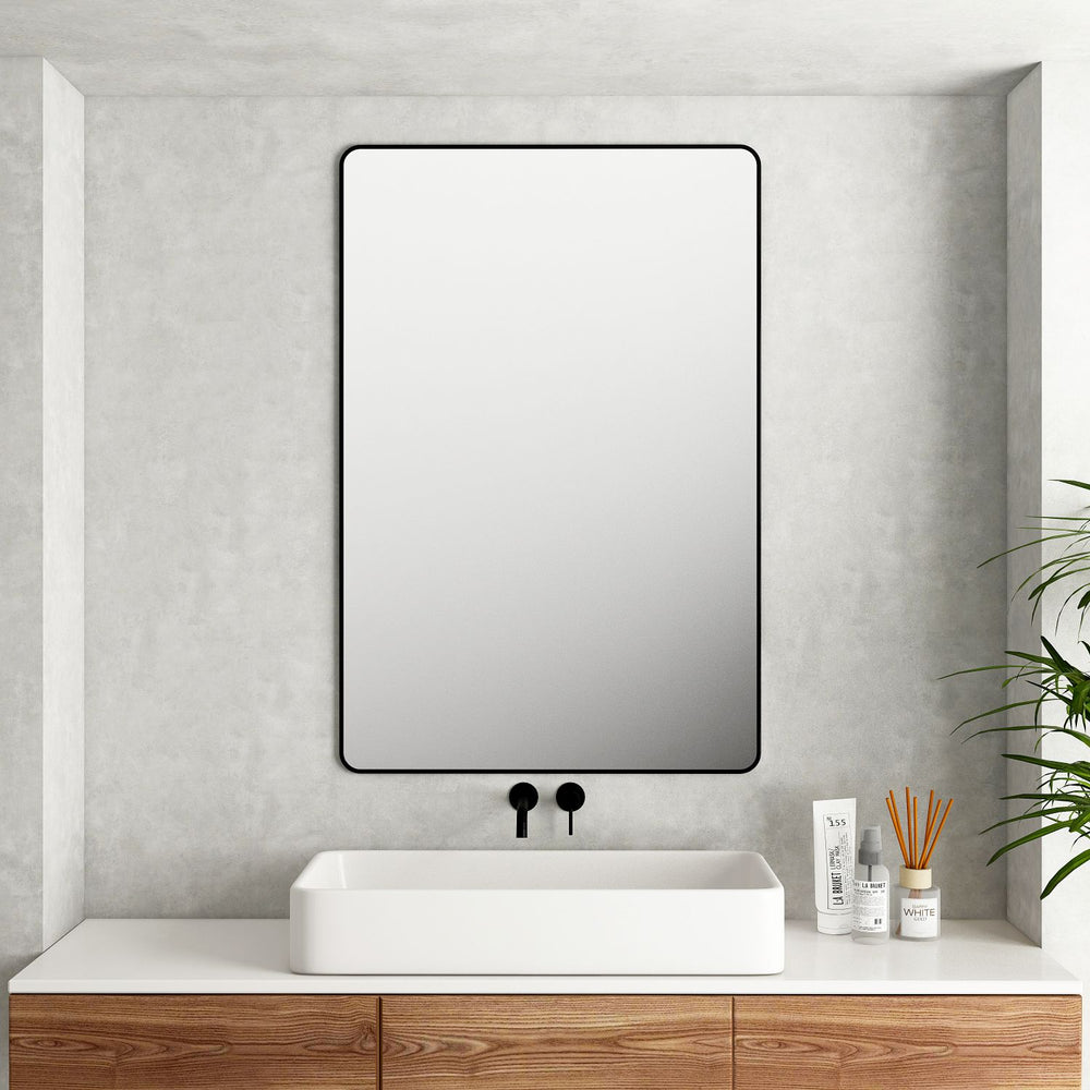 Aluminum Framed 1200mm Rectangular Mirror - Matt Black