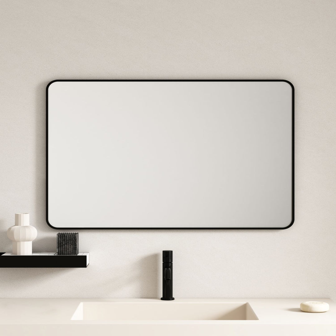 Aluminum Framed 1200mm Rectangular Mirror - Matt Black