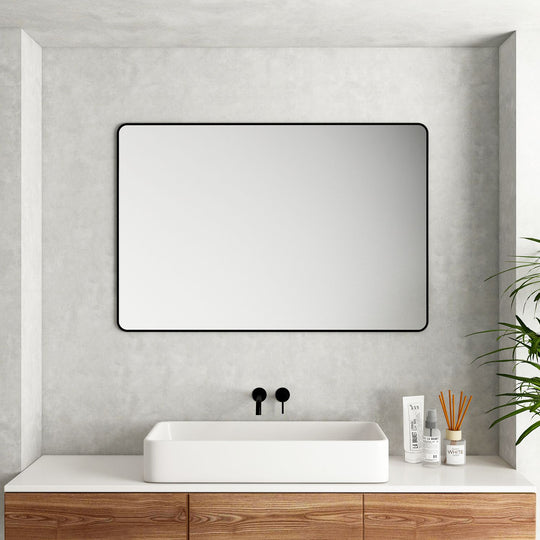 Aluminum Framed 1200mm Rectangular Mirror - Matt Black