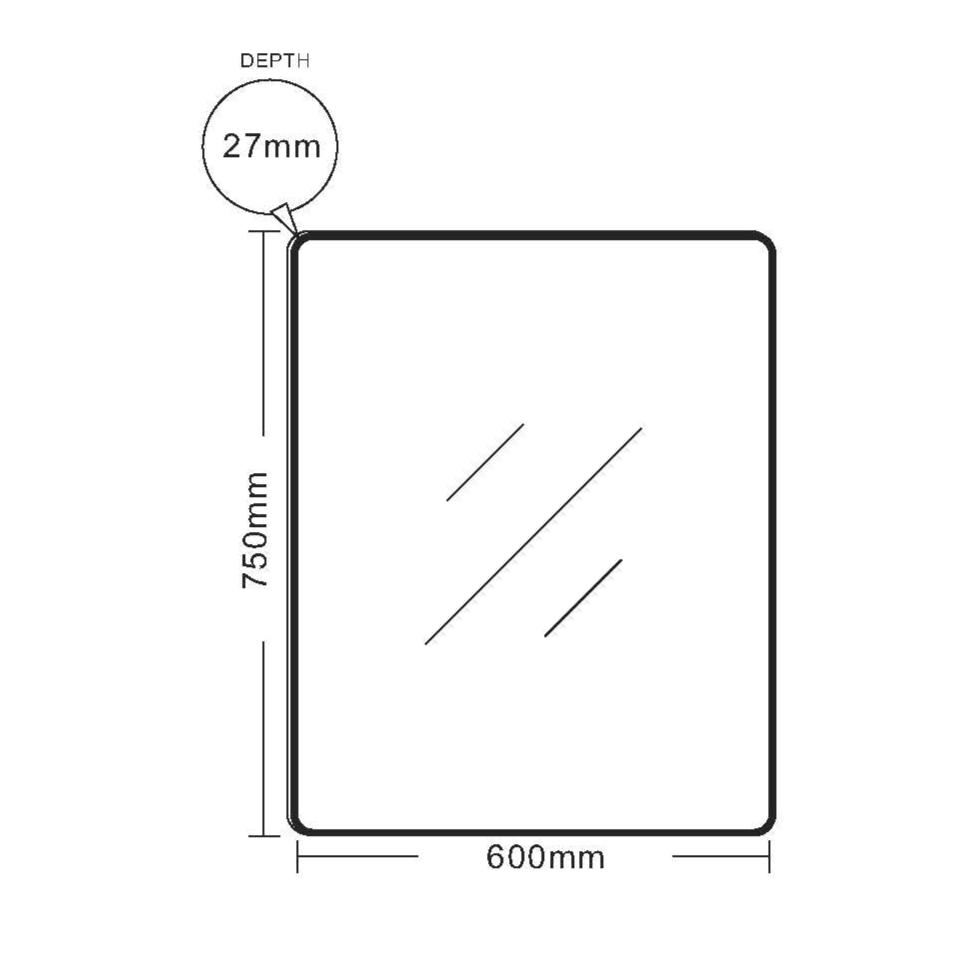 Aluminum Framed 600mm  Rectangular Mirror- Brushed Gold