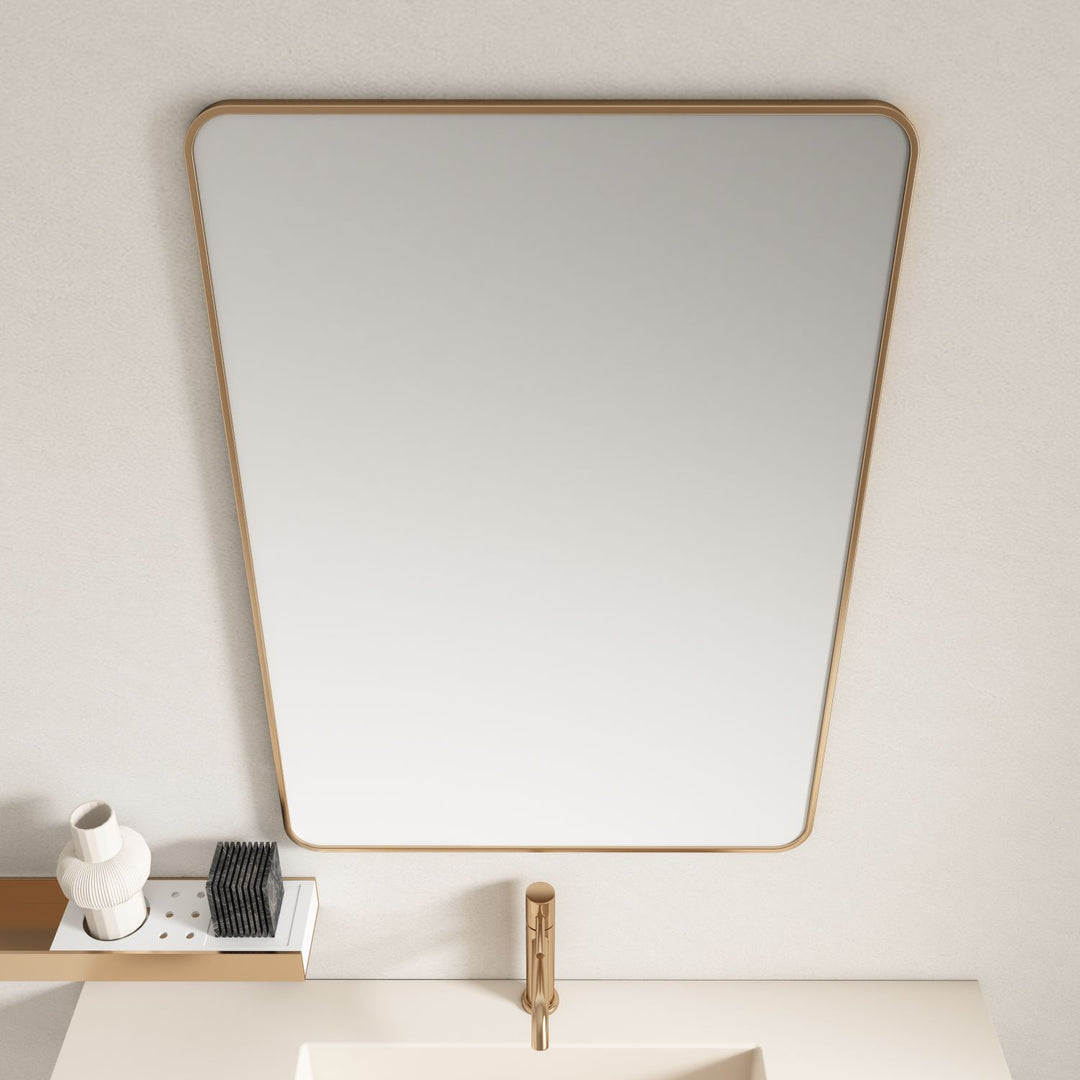 Aluminum Framed 900mm Rectangular Mirror - Brushed Gold