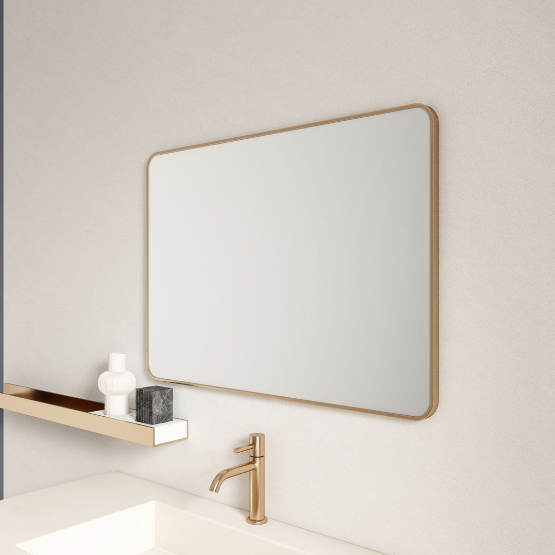 Aluminum Framed 900mm Rectangular Mirror - Brushed Gold