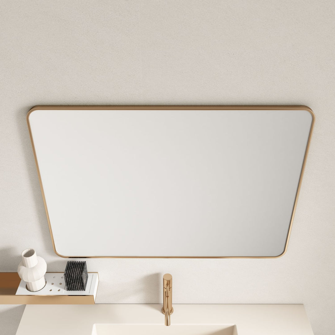 Aluminum Framed 900mm Rectangular Mirror - Brushed Gold