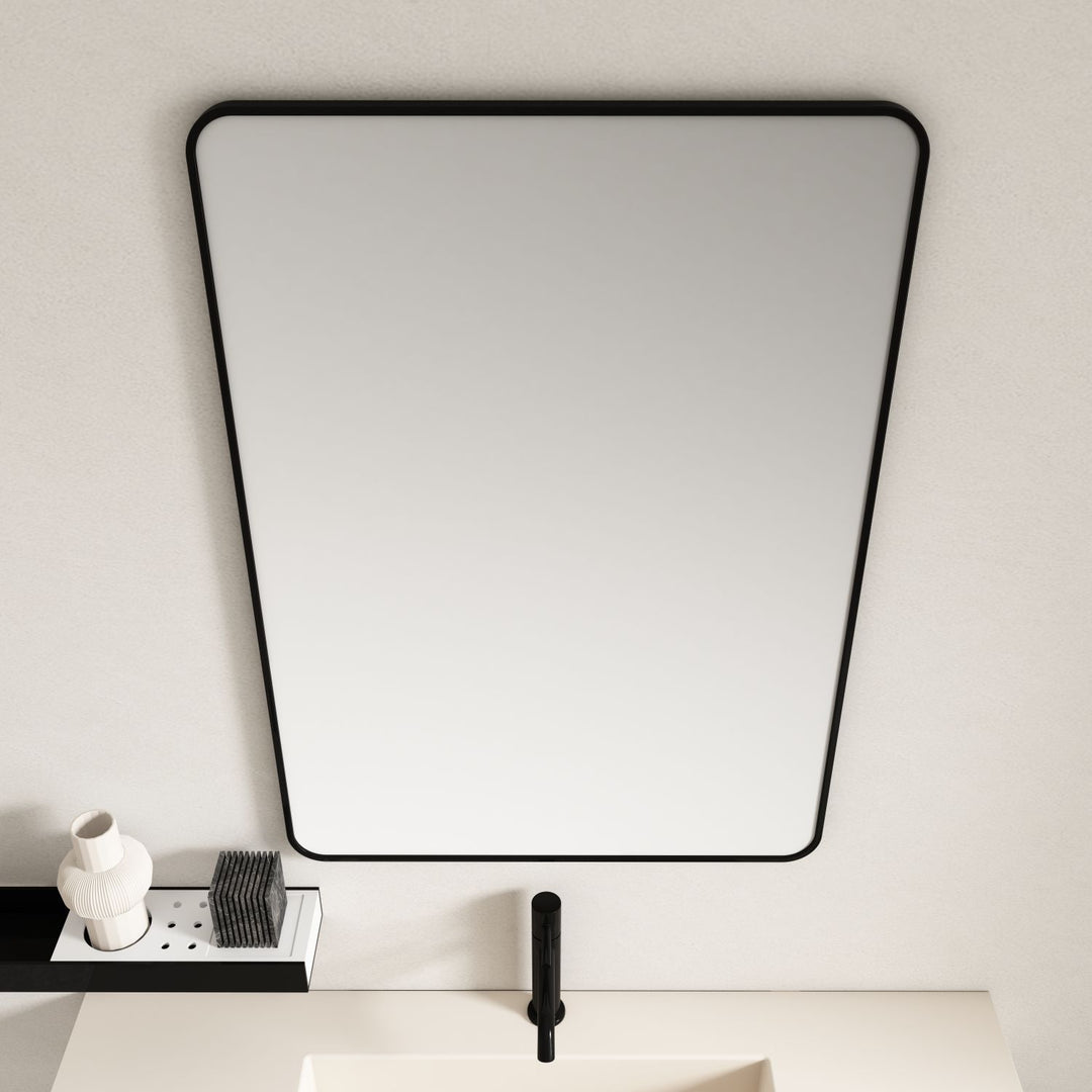 Aluminum Framed 600mm Rectangular Mirror -Matt Black