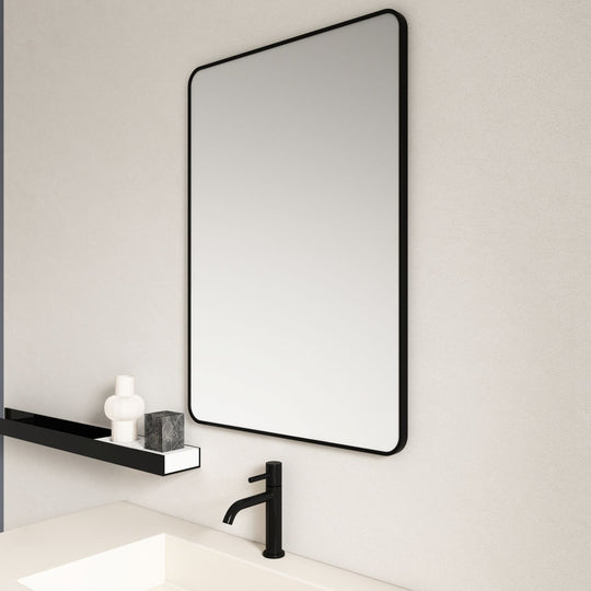 Aluminum Framed 600mm Rectangular Mirror -Matt Black