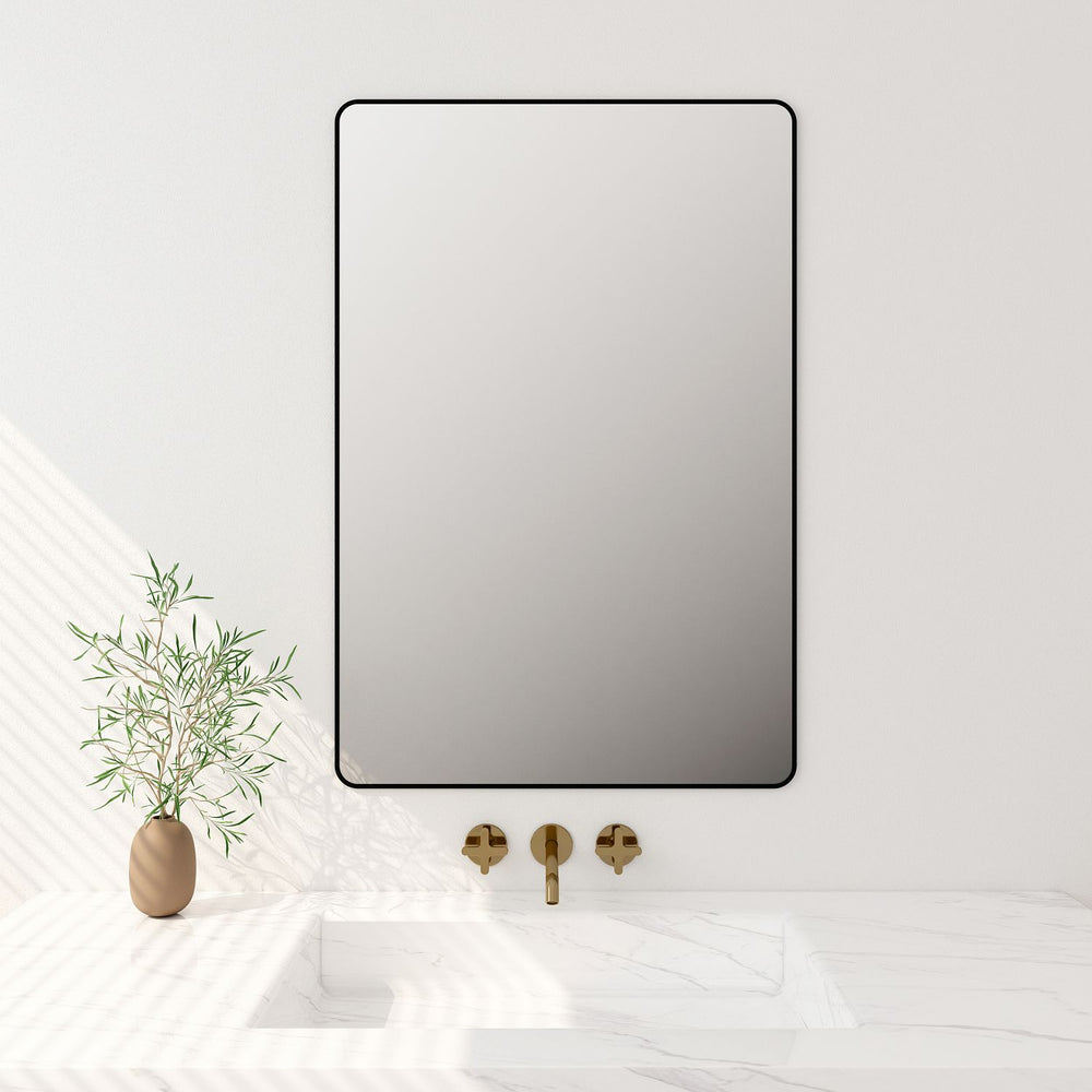 Aluminum Framed 900mm Rectangular Mirror - Matt Black