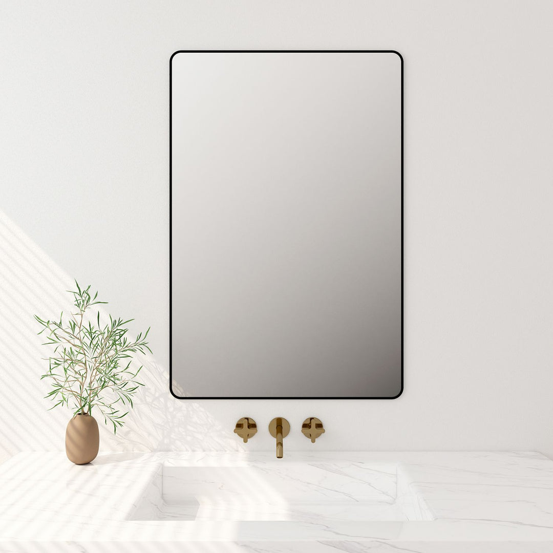 Aluminum Framed 600mm Rectangular Mirror -Matt Black