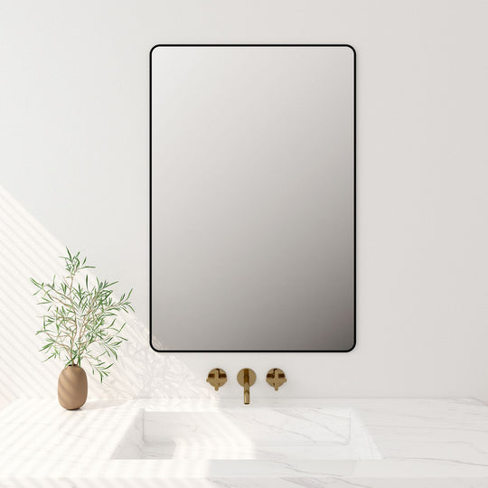 Aluminum Framed 900mm Rectangular Mirror - Matt Black