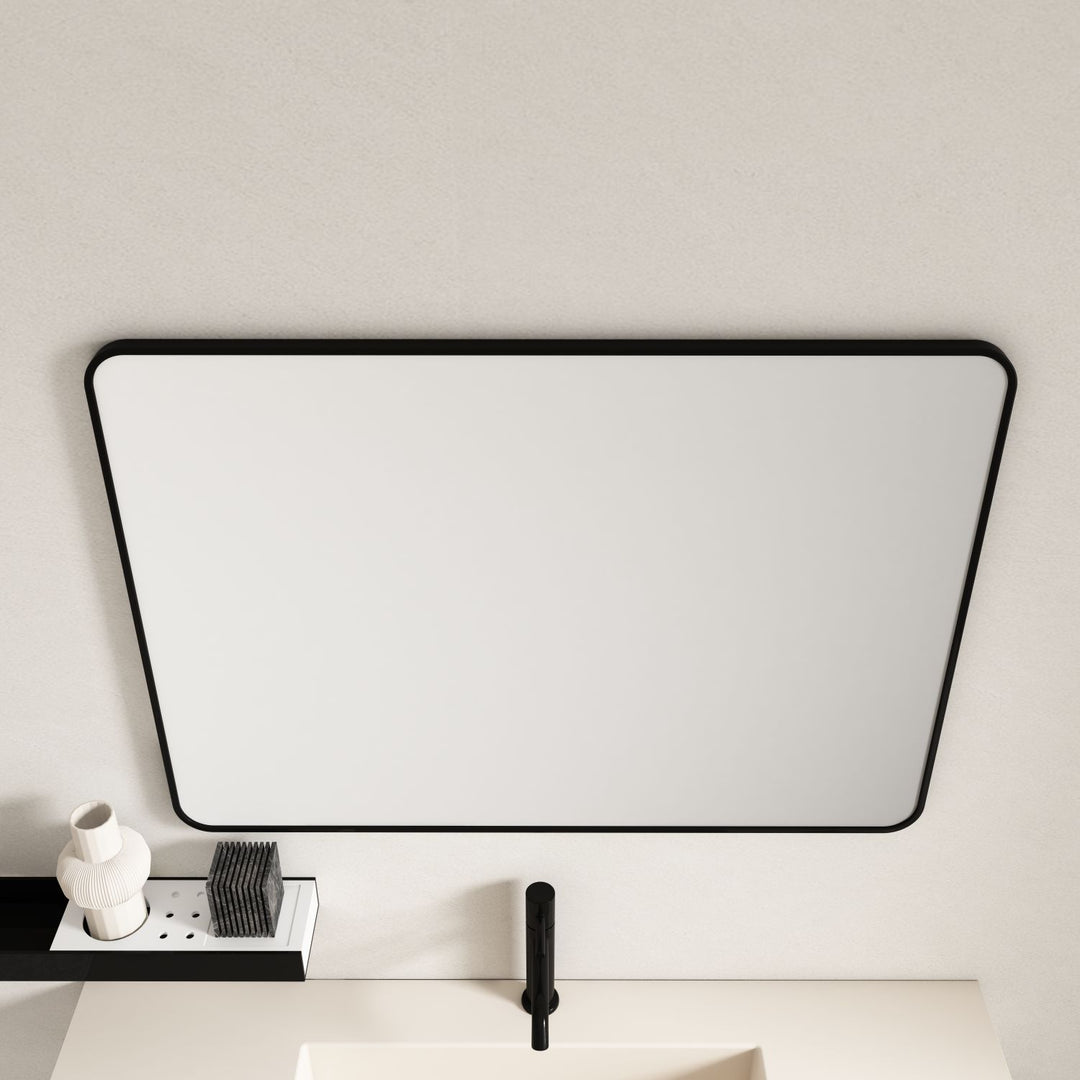 Aluminum Framed 900mm Rectangular Mirror - Matt Black