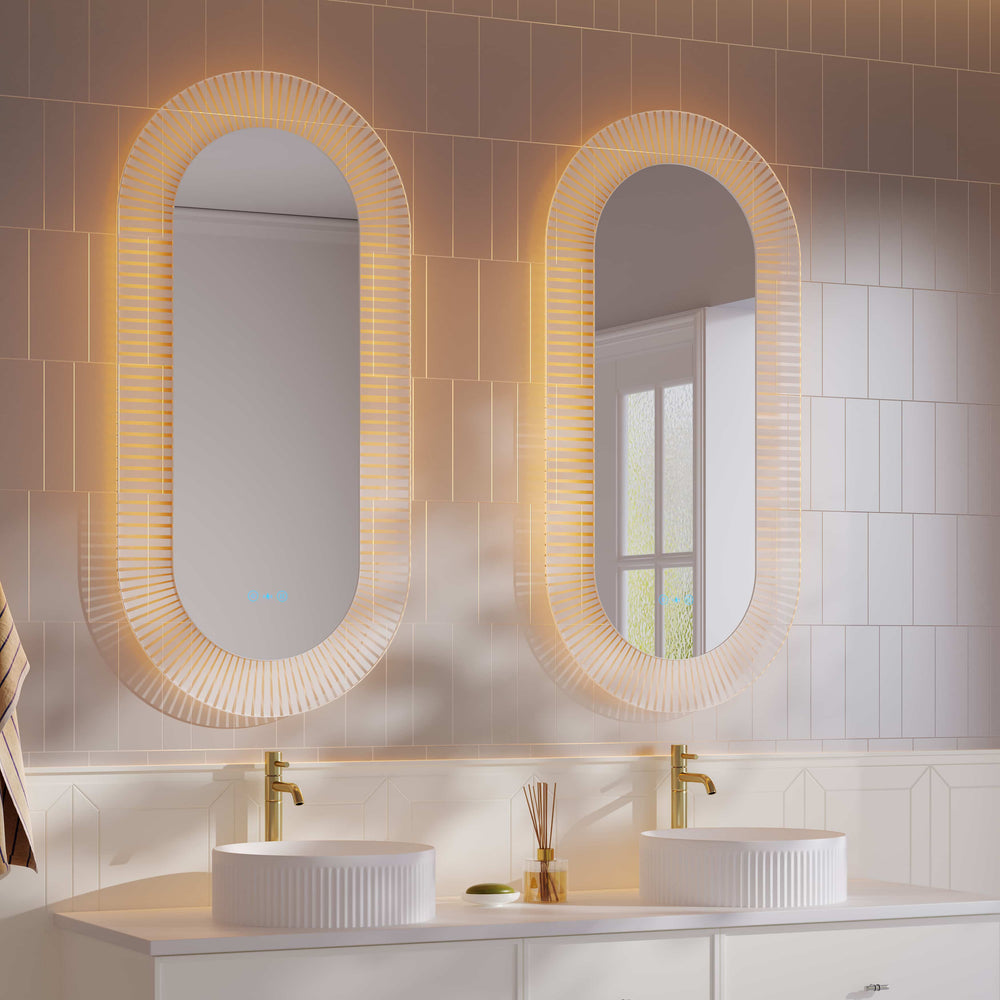 Freya 600×1200mm LED Textured Oval Mirror