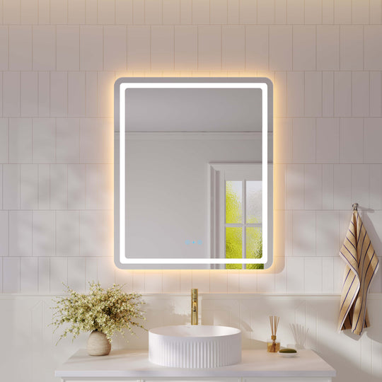 Freya 800mm LED Textured Round Mirror