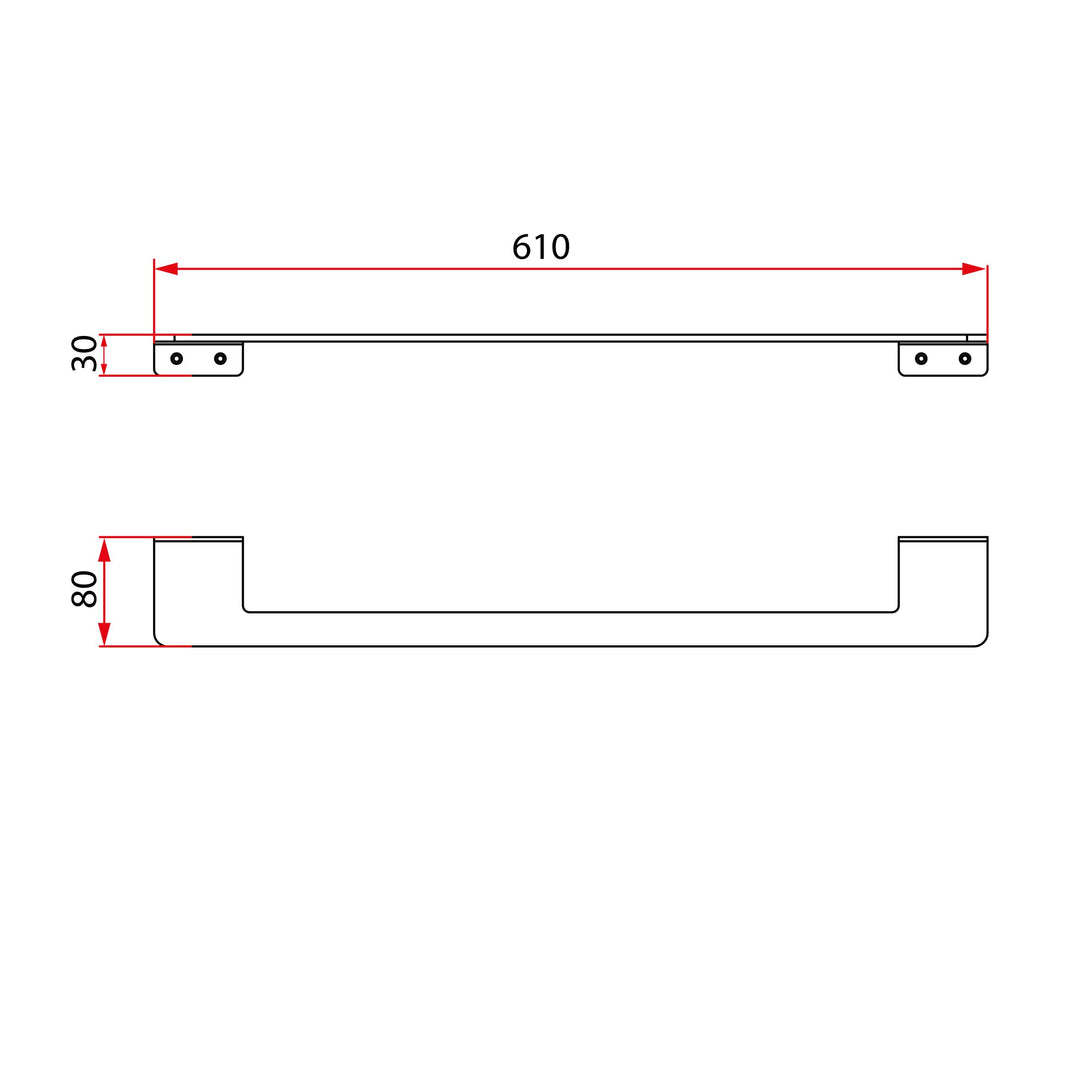 FLAT Series Single Towel Bar 24″ – Matt Black