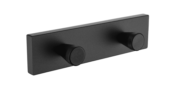 Flat Series Double Robe Hook - Matt Black