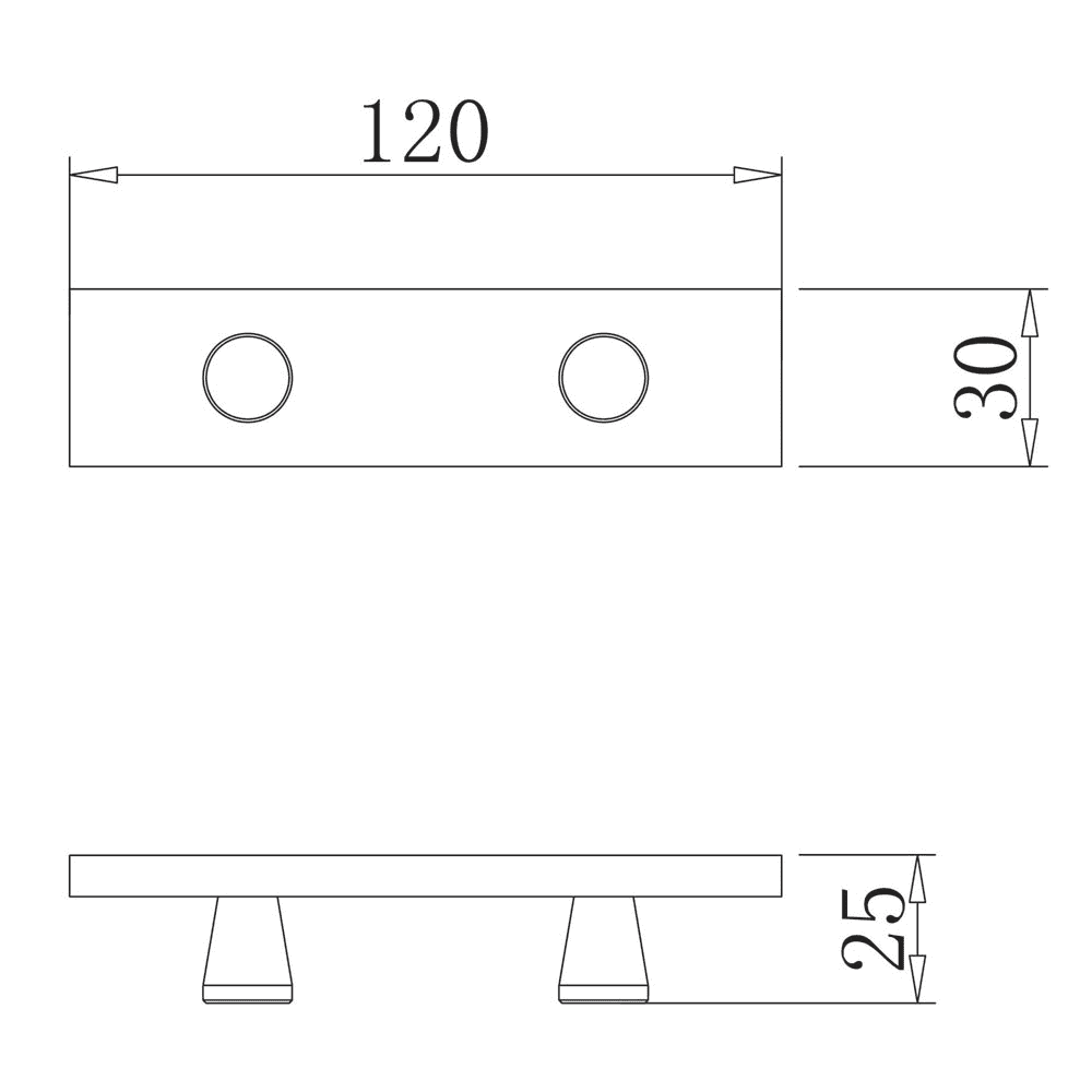 Flat Series Double Robe Hook - Matt Black