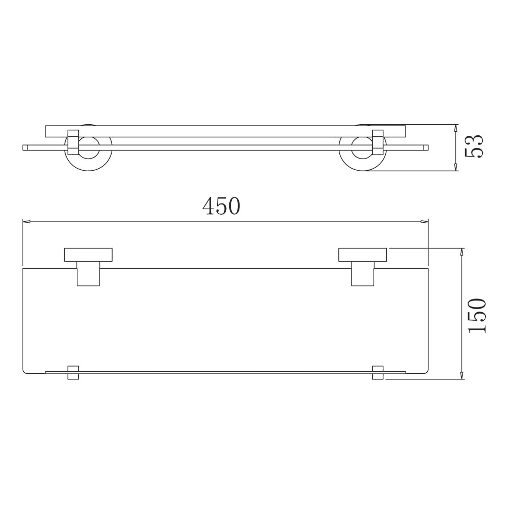 Globe Series Glass Shelf - Matt Black