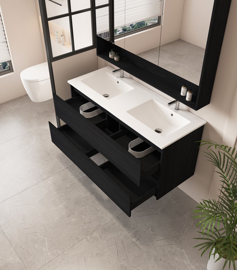 HERA 1200mm Wall-Hung Vanity - Black Oak