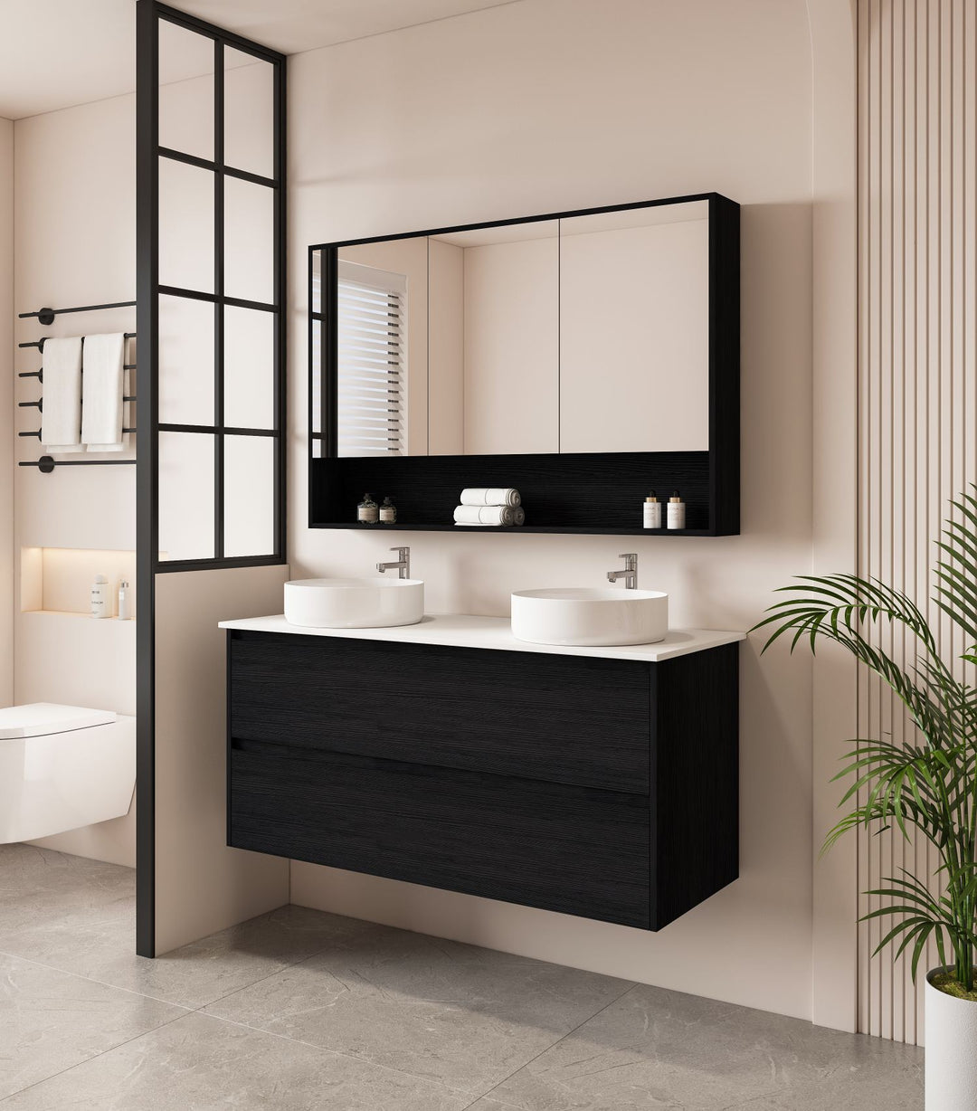 HERA 1200mm Wall-Hung Vanity - Black Oak